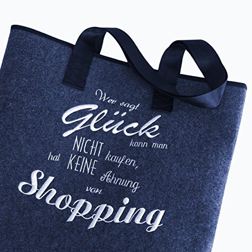Schnoschi Filztasche Shopping, Shopper hochwertig Bestickt/gestickt blau