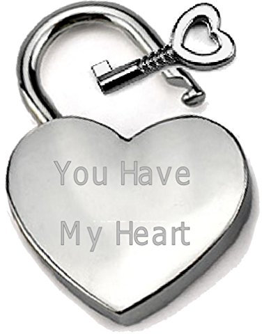 Silver-Tone Heart Padlock Engraved You Have My Heart Poem