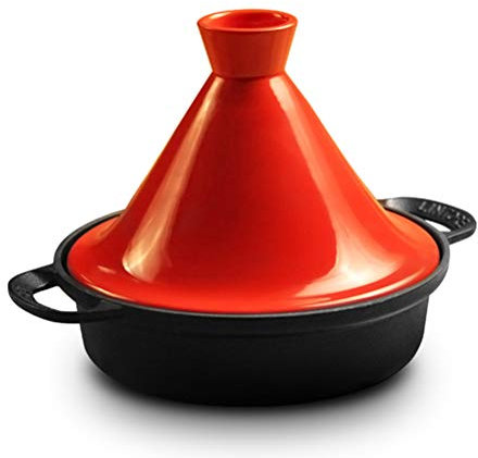 LTLWSH Tajine Marocaine marmite avec Double Poignée 26CM marmite Fonte Émaillée Fonte Argile Compatible Induction,Rouge