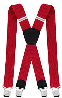 Decalen Hosenträger für Herren die Stärksten Hosenträger auf dem Markt Breite 4 cm mit 4 Metallclips Lange Einheitsgröße Verstellbare und Elastische X-Form für Alle Männer (Rot)