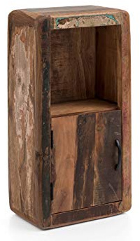 Woodkings® Bad Hängeschrank Kalkutta mit Fach recyceltes Holz bunt rustikal Hängebad Badhochschrank massiv Badmöbel Massivholz Badezimmer Badezimmerschrank Wandschrank