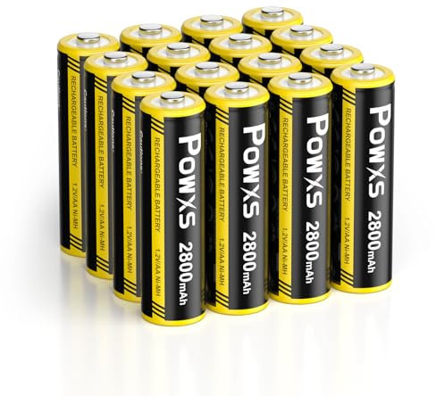 POWXS AA Akku 2800mAh 16 Stück - Mignon AA Batterien Wiederaufladbar Geringe Selbstentladung, 1,500 Zyklen, 1.2v NI-MH Batterien AA