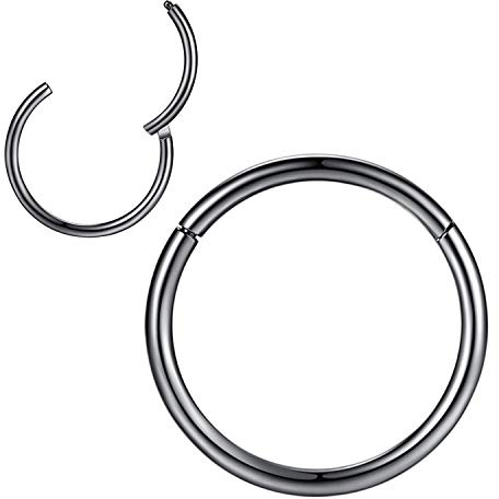 Popuhoops 316L Chirurgenstahl Scharnierende Nasenringe Reifen Suptum Ring Körper Piercing Lippenringe Helix Knorpel Rook Ohrringe 20G 18G 16G 14G 12G 10G 8G, Durchmesser 5mm bis 16mm, Gold-Roségold-Silber-Schwarz