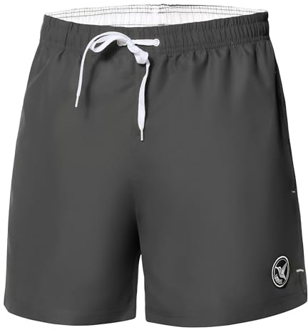 Ladeheid Costume Uomo Mare Corto con Taschino, Medium Drawstring, Fodera in Rete, Costumi da Bagno, Boxer per la Spiaggia, la Piscina e Il Surf LA40-198 (Grafite, XXL)