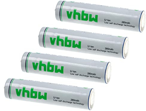 vhbw Akkus AAA Micro 4 Stück für Diverse Geräte | Akkuzellen, 280 mAh, 1,5 V, Li-Ion