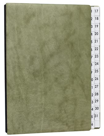 Pultordner Leder, mehrere Register, Nappaleder grün/Pultmappe 1-7, 1-12, 1-31 Fächer (Register/Fächer 1-31)