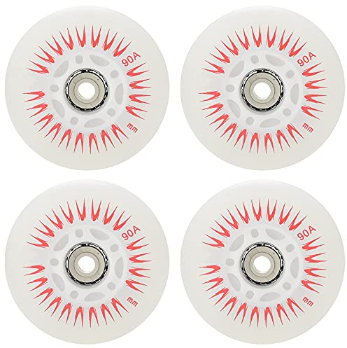 SSCYHT 4 STK. 90A LED Leuchtrolle für Inlineskates 60mm 62mm 64mm 68mm 70mm 72mm 76mm 80mm Inline Skate Leuchtrolle zum Leuchten im Dunkeln ohne Lager,Rot,64mm