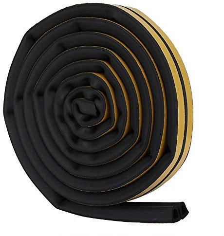 Bande d'étanchéité de fenêtre de coupe-froid d'intérieur Ruban d'étanchéité auto-adhésif Bande d'isolation acoustique de 16,4 pi pour fenêtre de porte(16.4 ft-Le noir)