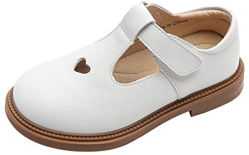 WUIWUIYU Filles Mary Janes Chaussure Enfant de Princesse Étudiants Fête 26-37EU -Blanc 35
