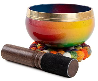 Tibetisches Klangschalen-Set – einfach zu spielen für Anfänger – authentische, handgefertigte Achtsamkeit, Meditation, ganzheitlicher Klang, 7 Chakra-Heilungsgeschenk von Himalayan Bazaar