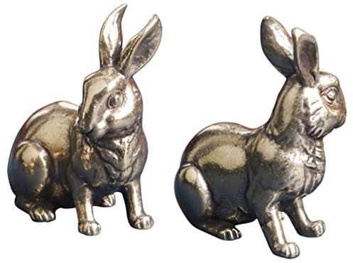 Yardwe 2 Stück Feng Shui Messing Kaninchen Tee Haustier Mini Hase Figur Sternzeichen Tier Reichtum Skulptur Anziehen Wohlstand Neujahrsgeschenk – Golden
