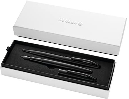 Pelikan Jazz Noble Elegance K/P36 mit Füller und Kugelschreiber, Carbon (Schwarz), eleganter Patronen-Füller und Kuli aus Metall