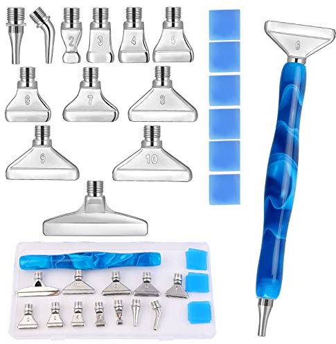 papasgix 5D Diamond Painting Zubehör Stift Kits, DIY Diamond Painting Pen Set Werkzeuge, Painting Tools Metal Drill Pen mit Metall Ersatz Stiftköpfen für Kunst Diamanten Malerei (20er, Silber)