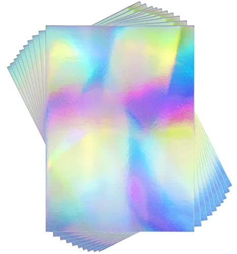 STRBOXONG Lot de 10 feuilles de papier cartonné argenté holographique A4 250 g/m² 297 mm x 210 mm métallisé arc-en-ciel pour travaux manuels, scrapbooking, feuille brillante