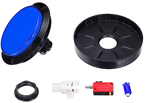 MECCANIXITY Starts Arcade Buttons ABS Micro Switch Flat Large Circle with Light for Video Games Parts DC 12V Blue