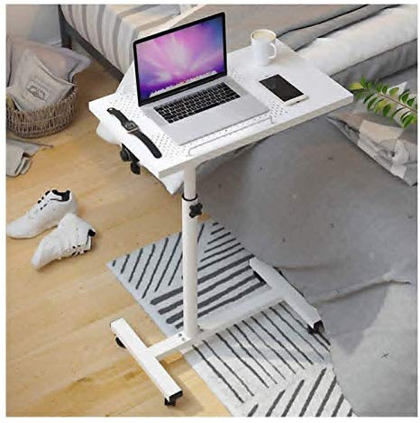 Nachttisch mit C-förmiger Basis, Laptop-Schreibtisch, Heimbüro, Betttablett, Betttisch, fauler Nacht-Laptop-Tisch, Desktop, multifunktional und praktisch, leichter und flexibler Rollen-Beistelltisch