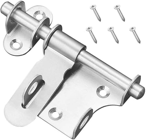 GEARMAX 1 Pezzi Chiavistello,Catenaccio Chiavistelli Serratura a Chiave con Viti Chiavistello per Porta in Acciaio Inox Chiavistello Scorrevole con Foro per Ante dell'Armadio, Porte della Stalla
