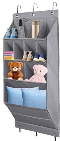 Schuhregal Hängend, Schuhorganizer Camping Organizer über der Tür für Schuhe Schuhregal Tür Camping Schuhregal Hängend, mit 11 Tiefe Tasche und Haken, für Schlafzimmern, RV, Lagerräume (Grau)
