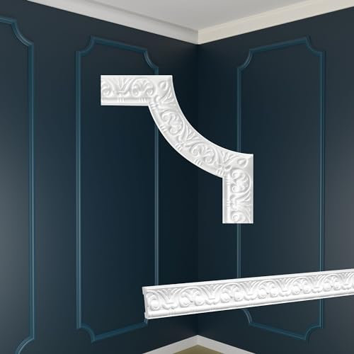 MARBET DESIGN Rivestimenti murali - Decorazione con segmenti di parete in polistirolo - Pannelli da Soffitto a Cassette con Segmenti di Finiture Ornamentali (NB-10-01 220x220 mm, 4 Pezzi)