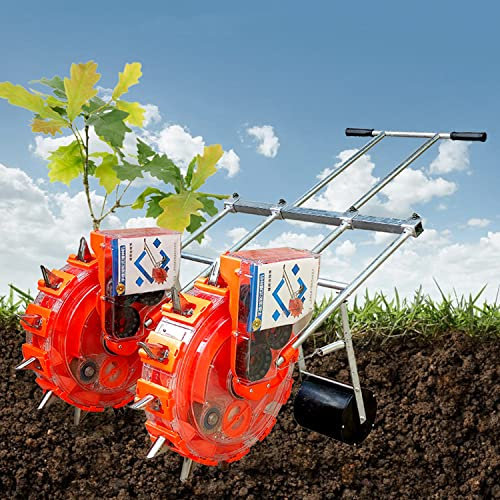 WTTTTW Seed Spreader w/ 8 Seed Plates & Double Row Sowing, Hand-Push Roller Seed Planter Corn Soybean Fertilizer Machine Manual Seeder Spreader for Up to 20 Varieties Of Seeds,8 Mouths