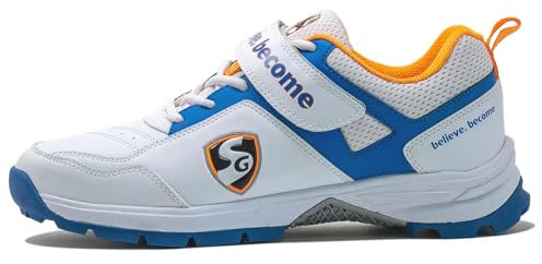 SG Century 6.0 Cricketschuhe aus Gummi, Weiß/Königsblau/Orange, 46 EU