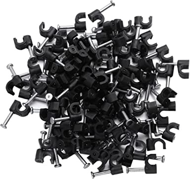 Veemoon 100piezas Tarjeta De Alambre Clips De Plástico Para Cables Fijador De Cables De Alambre Telefónicos Organizadores Abrazaderas De Pared Negros Para Uso Oficina