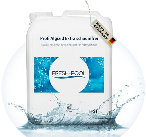 Fresh-Pool Profi Algizid Extra schaumfrei 5 Liter - Pool Algenmittel | Pool Algizid | Algenmittel | Algen entfernen | Algezid