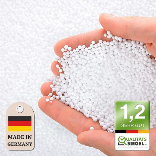 Green Bean© 430 litros de microperlas de poliestireno expandido de alta calidad 0,5-1 mm de producción alemana para relleno de puf | bolitas de poliestireno expandido relleno, relleno de microperlas