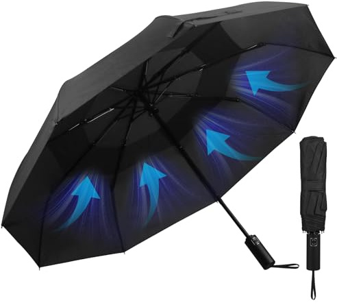 Gifmore Regenschirm Klein Sturmfest - Leicht Automatik Faltbarer Umbrella - Starker Tragbarer Reise Regenschirm für Damen und Herren