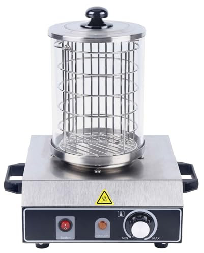 Wulimasun Machine a Hot Dog,350W Chauffe-Saucisse électrique Hot Dog Steamer Professionnel Chauffe Saucisse Contrôle Appareil a Hot Dogtempérature,Convient au Stockage Hot Dogs Argent