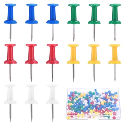 eROOSY 100 Stück Bunt Reißnägel Pinnnadel, Mehrfarbig Reissnägel, Heftzwecken Reißbrettstifte, Pinnadel Reißzwecken, Pinnwandnadel für Bulletin Board, Kork Boards, DIY