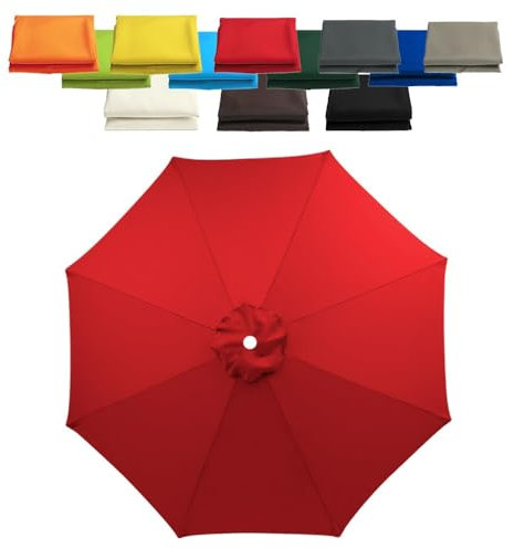 IMUNKT 270/300cm Sonnenschirmbezug Ersatz Stoff, Marktschirm Ersatz Bespannung, Gartenschirm Überdachung Ersatz, UV-Schutz Ersatz Baldachin, 6 Streben/8 Streben(Red,270cm/8-ribs)