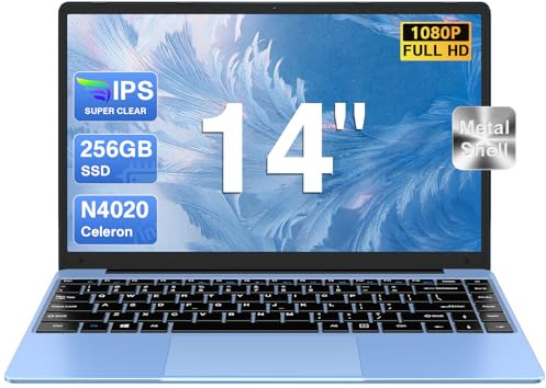 2026 Ordenador portátil 14 Pulgadas 256GB SSD Celeron(hasta 2.8Ghz) Win 11 laptop 1080P FHD Dual 5G WiFi BT 4.2 Soporta 1TB SSD Expansión con Ratón Inalámbrico para Trabajo-Estudio-Aprendizaje-Azul