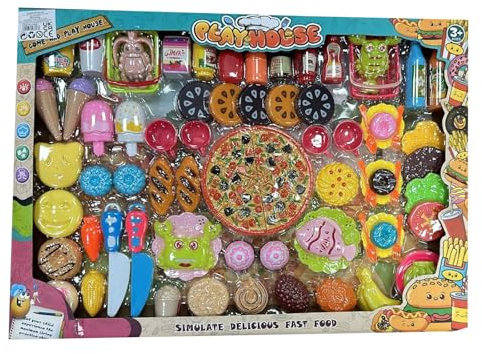 SDMAX Fast Food Toy Play Set For Kids, Kitchen Accessories, Multiple Grocery, Colourful Design, Portable And Lightweight, Pretend Play Set,, Random colour