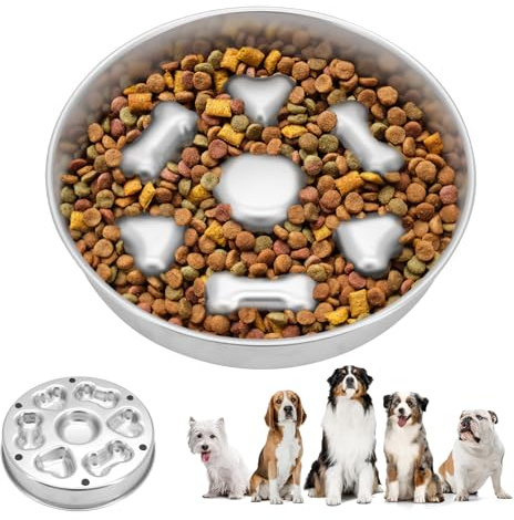 CheurYae Edelstahl Anti-Schling Napf mit Silikon Leckmatte - Langsam Futternapf für Hunde und Katzen