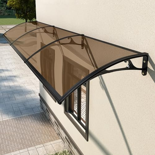 GLMGBP Gebogene Türvordach-Markise, Regenschutz für Außenfenster, Terrassen-Regenschutz aus PC, Dachvordächer, für UV-Schutz gegen Wasser und Regen, mit Aluminiumhalterung, mehrere Größen (60 x 100