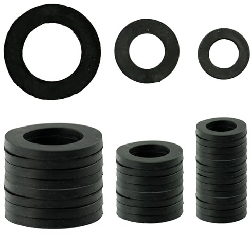 30 Rondelles de Tubes en Caoutchouc Bagues d'Étanchéité de Robinet Joint Torique Caoutchouc Rondelle de Tuyau de Douche, 1/2 Pouce, 3/4 Pouce, 25 mm (1,00 Pouce) OD 20 mm (0,8 Pouce) ID, Noir