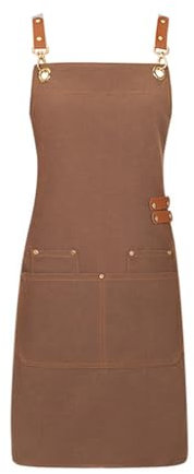 Adjustable Canvas Kitchen Apron With Pocket - Water Repellent Bib for Men and Women, Unisex Chef Gear for Home, Kitchen, Coffee House, Baking, Gardening, BBQ