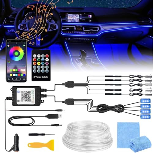 Auto LED Innenbeleuchtung,6M RGB Auto LED Umgebungslicht,Led Atmosphäre Licht Fahrzeug mit APP Steuerung und Fernbedienung,Innenraum Fußraumbeleuchtung Atmosphärenlicht,Fahrzeug Atmosphärenlicht