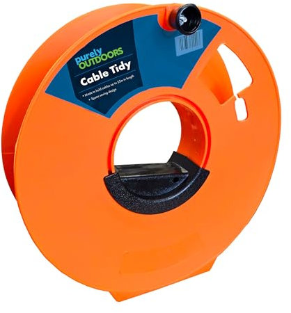 Purely Outdoors 25m Cable Tidy Reel with Handle - Heavy Duty, Cable Management, 230V Caravan Mains Organiser, Neon Colour, Premium Construction, Cable Storage