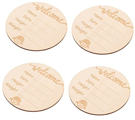CIMAXIC 4stücke Namensschild Aus Holz Geburtsanzeige Fürs Kinderzimmer Willkommensschild Neugeborenen Foto Requisiten Zum Anbringen An Kleidung Oder Decke