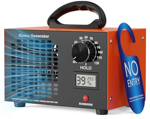 Fitabok Ozongenerator 160000 mg/h - 2 i 1 Luftrenare Ozon, LED-Display Temperatur & Fuktighet, Timer 120 min, Täckning 300 m², för Hem Bil Hotell Kök Källare