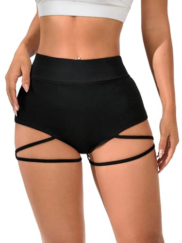 GORGLITTER Damen Kurze Hose Mini Shorts Pole Dance Shorts Rave Outfit