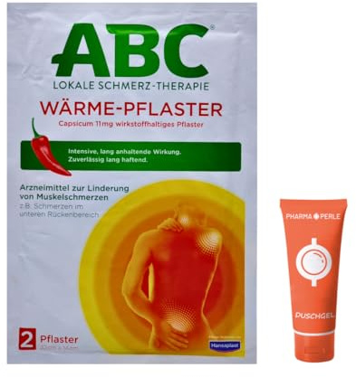 ABC Wärme-Pflaster Capsicum 1x 2 Stück I Wärmeanwendung mit Cayennepfeffer-Dickextrakt bei muskulären Verspannungen im Rückenbereich I bis zu 12 Stunden Wirkung | Spar-Set plus Pharma Perle give-away