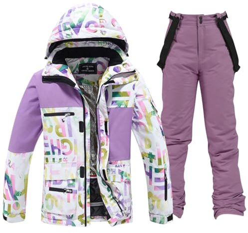 Vhersily Skijacke und Hose Set Herren Damen Warm Schnee Wasserdicht Winddicht Atmungsaktiv Skianzug Für Training Gym Arbeit Herbst Winter Paar Kostüme