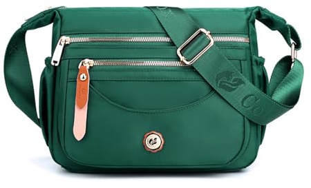 Damen Cross-Body Taschen Casual Schultertasche Multi Pocket Fashion Satchel Bag Nylon Side Bag, Grün , Damen Satchel Handtaschen