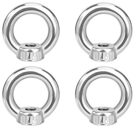 4 Stück Juttzzei Ringmutter M5, Verbessertes 304 Edelstahl Ringösen, M5 Ringmuttern Augenmutter, Ösenmutter für Befestigen Sie hängende Ornamente Blumentöpfe Schaukelständer