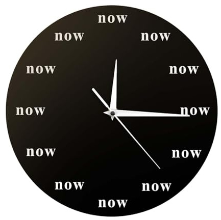 Sharplace Wanduhr mit Aufschrift „The Time is Now“, Wandornament, leise, stilvoll, modern, dekorativ, motivierend, für Esszimmer, Kinderzimmer, Büro, Schwarz