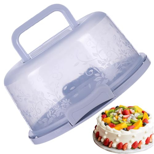 Jingyash Porta torte con coperchio e manico, diametro 26 cm, scatola rotonda antipolvere con coperchio, contenitore portatile a cupola trasparente per alimenti, per torte, muffin, cupcake, pizza e