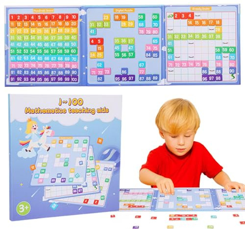 Cien Tablero - 8.15x7.72x0.55 Pulgadas Matemáticas Contando el Juego de Mesa, Matemáticas Matemática Cientos de tableros, 1-100 Números Aprendiendo Juguetes Educativos | Tableros de conteo Coloridos,